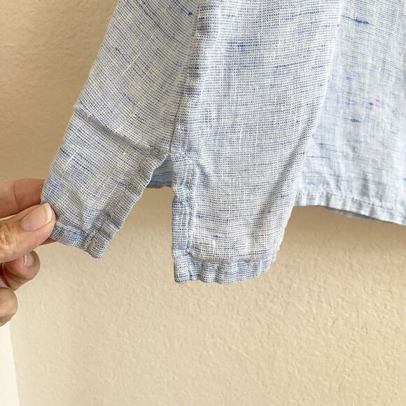 Flax Women Sleeveless Top Blue Pullover Tank 100% Linen Round Neck Large - Picture 2 of 8